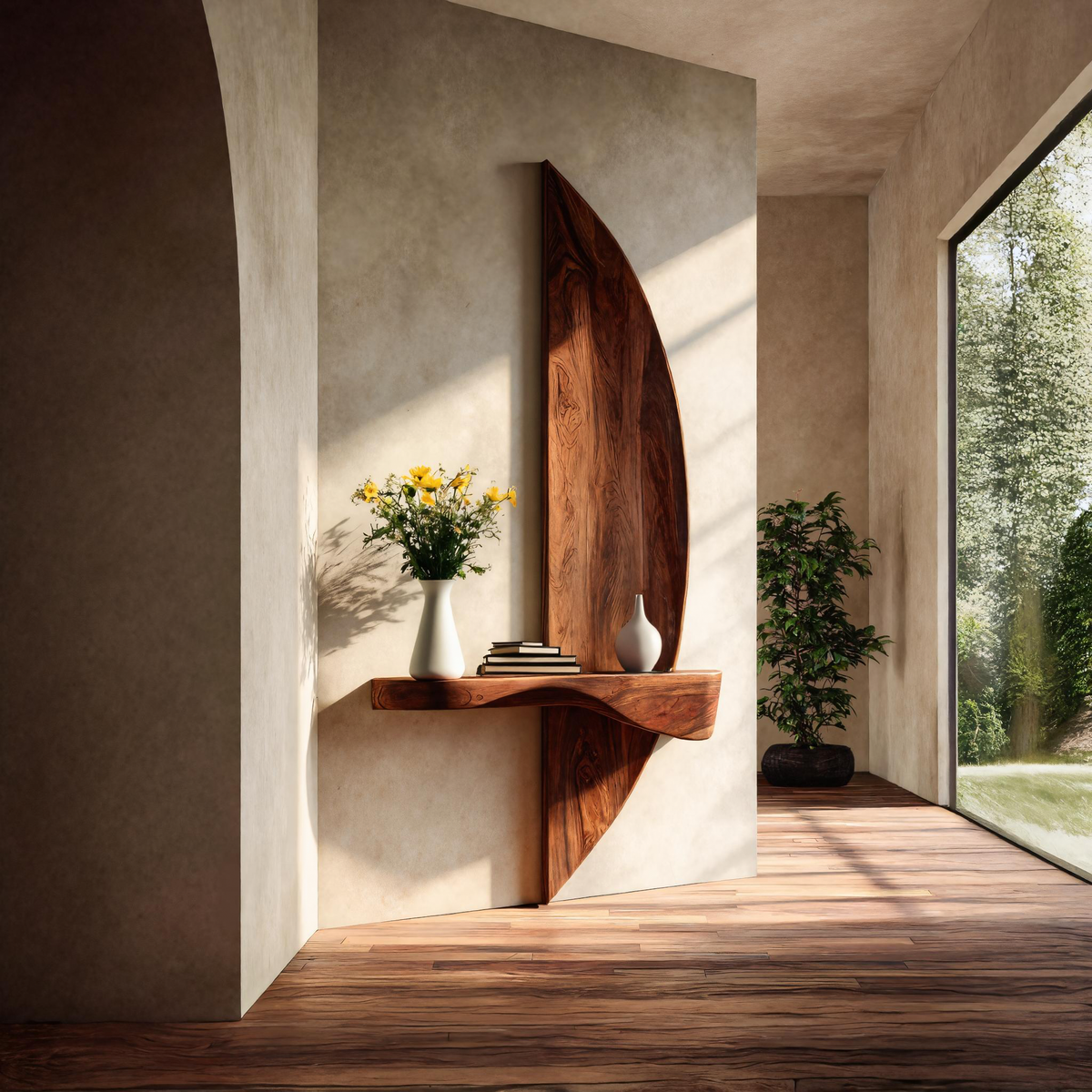 Contemporary Floating Shelf Sculptural For Entryway