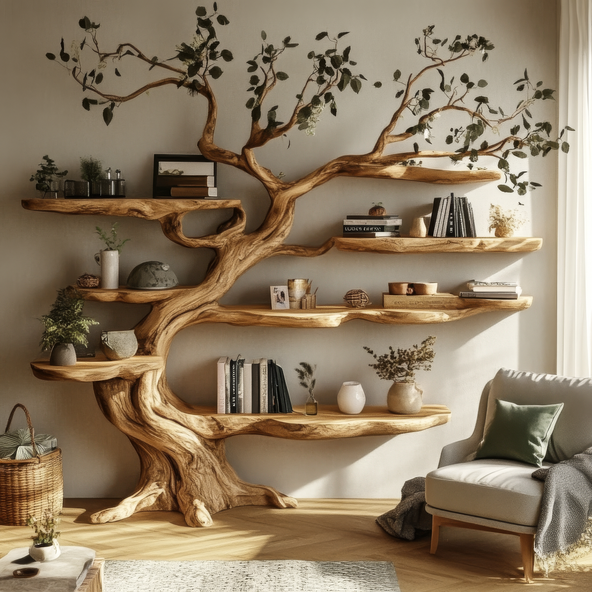Arborealis Sculpted Solid Wood Tree Bookshelf