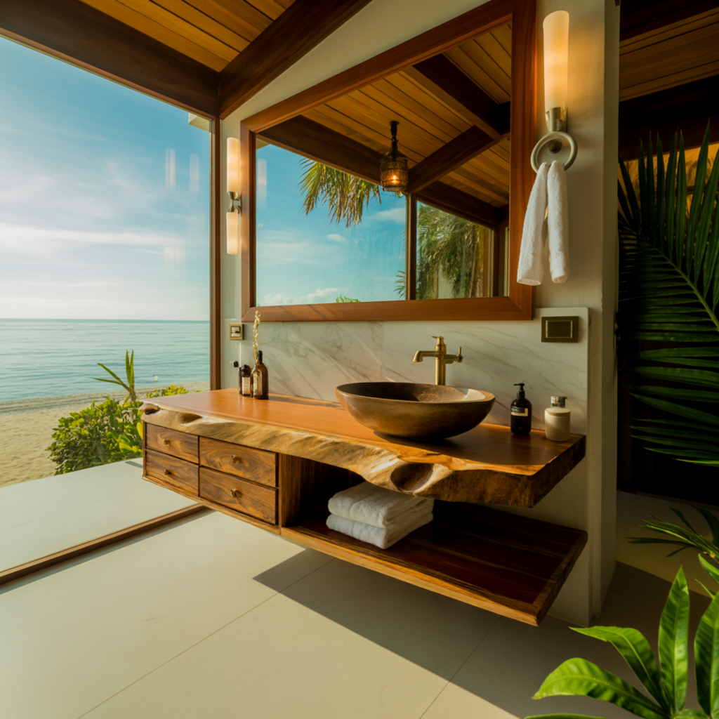 Aurelin Shore Live Edge Floating Bathroom Vanity With Drawers