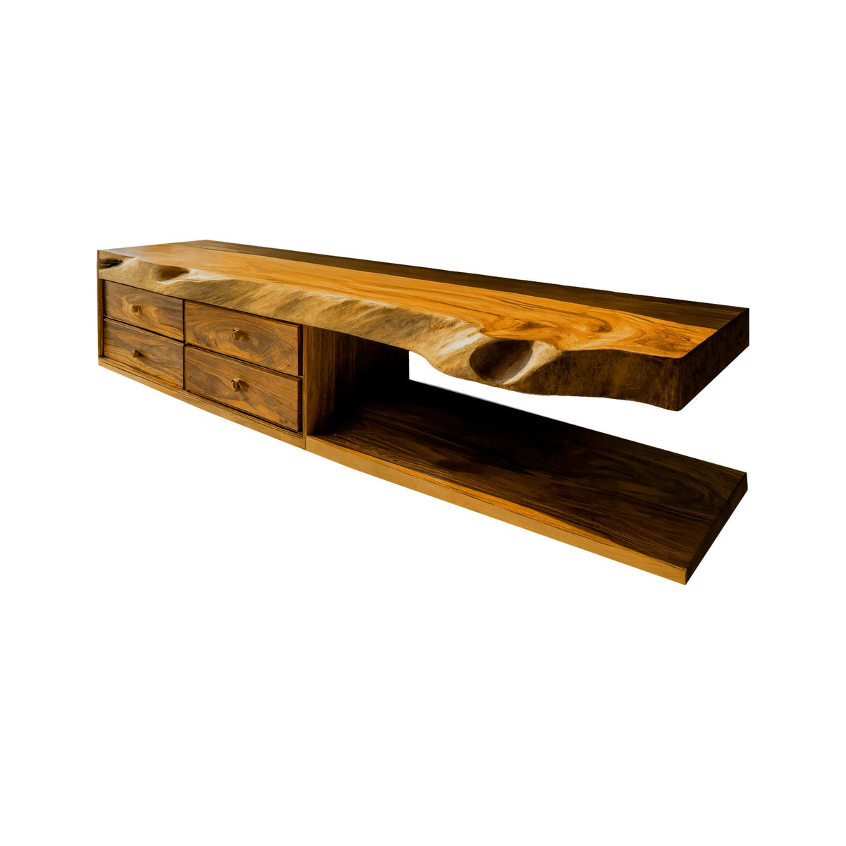 Aurelin Shore Live Edge Floating Bathroom Vanity With Drawers