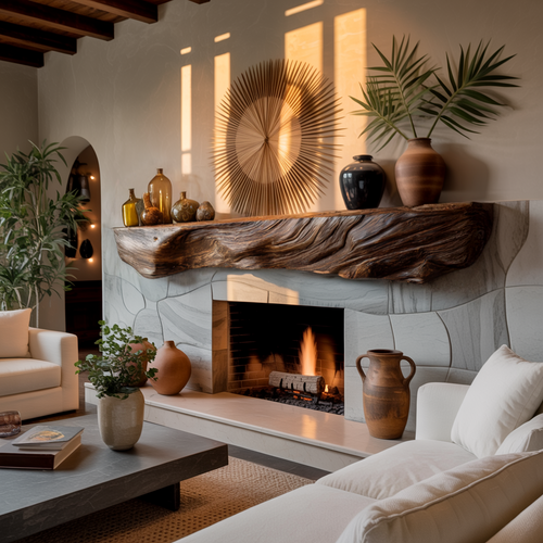 Calen Live-Edge Solid Wood Fireplace Mantel Shelf