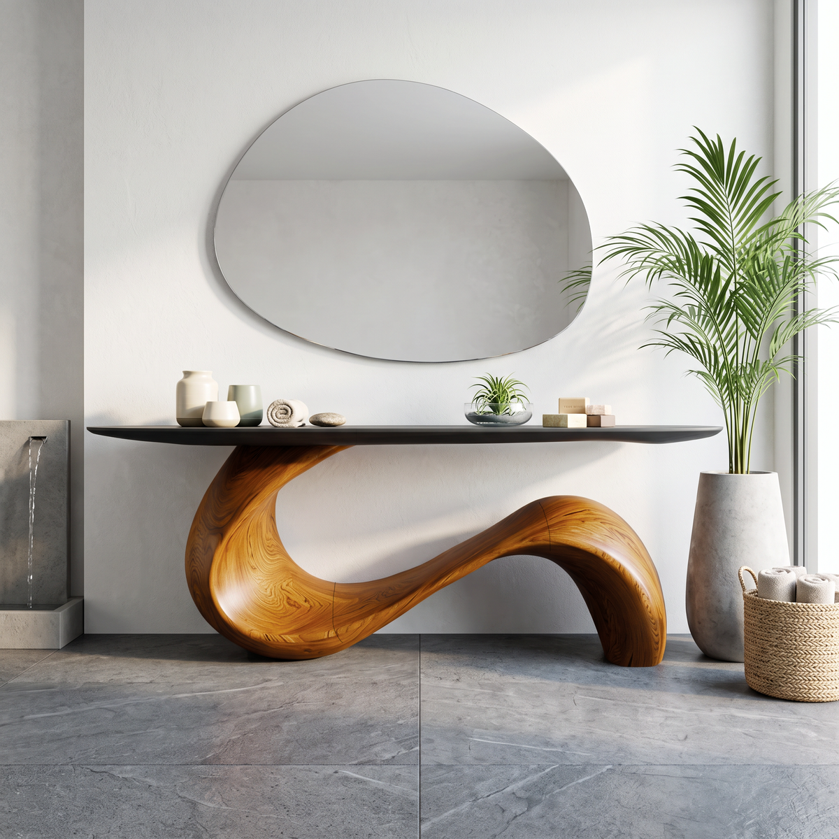 Midcentury Sculptural Console Table Entryway