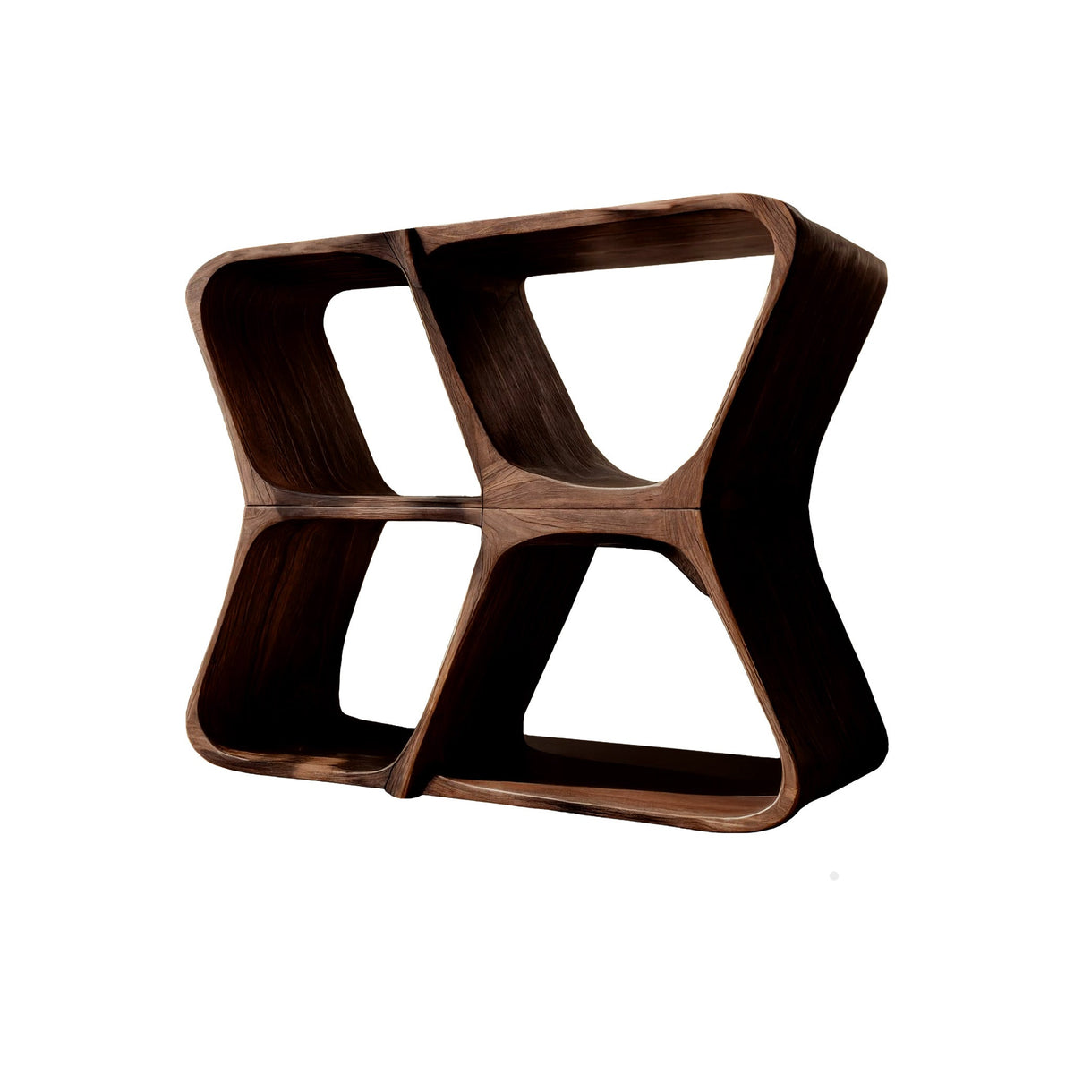 Harmona Sculpted Solid Wood Record Player Stand With Storage