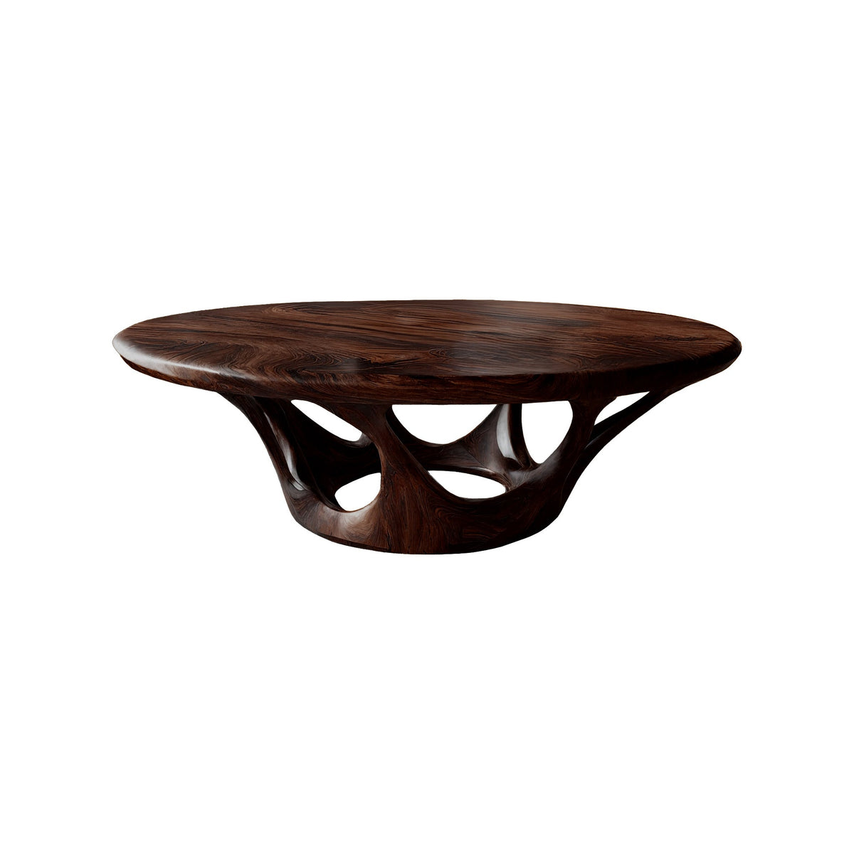 Kavryn Sculpted Solid Wood Round Coffee Table