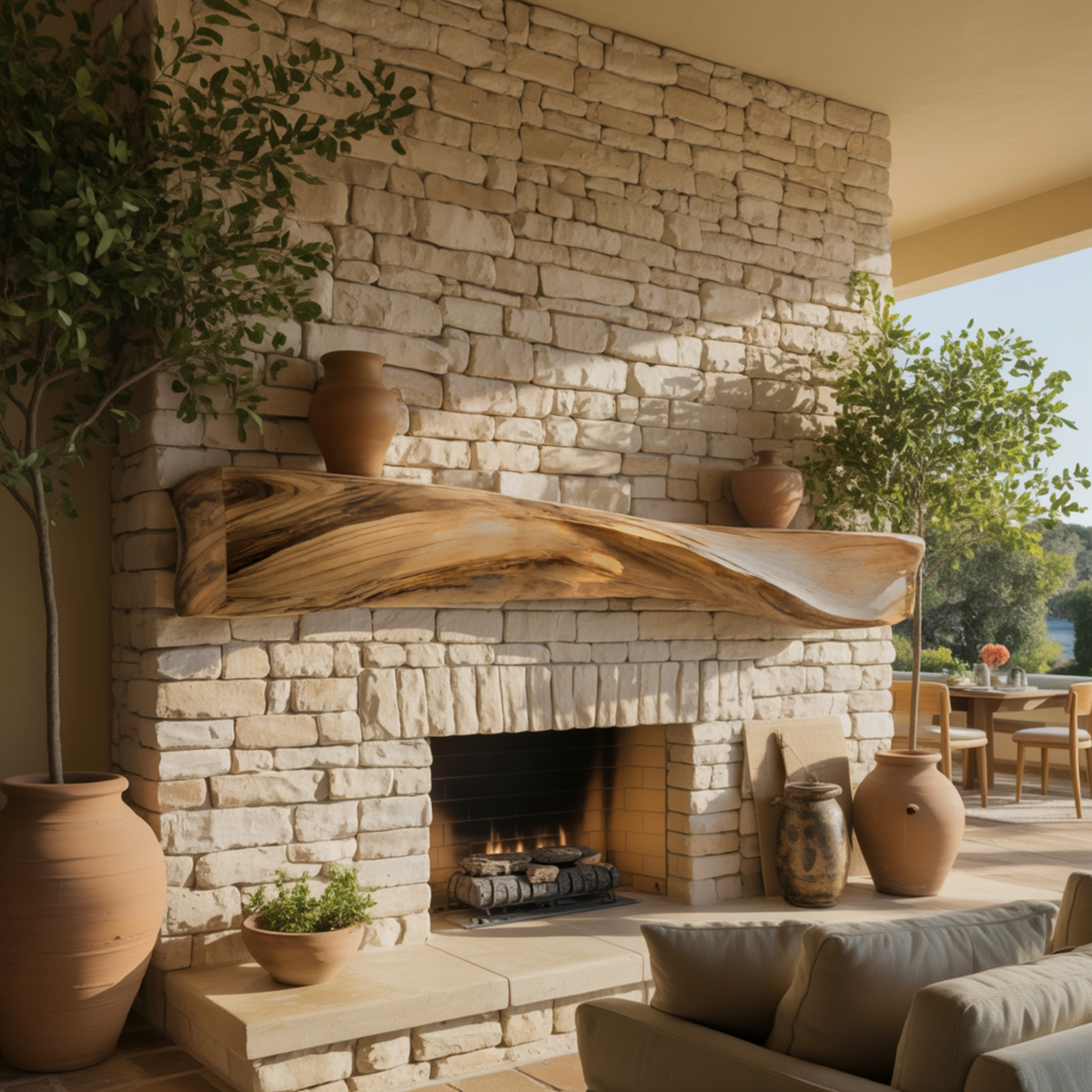 Lunor Waveform Solid Wood Fireplace Mantel Shelf
