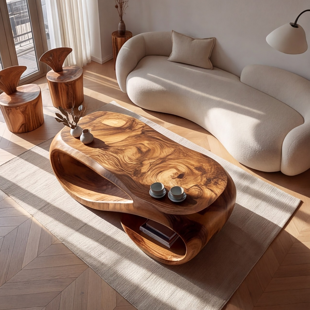 Flowloop Sculpted Solid Wood Coffee Table