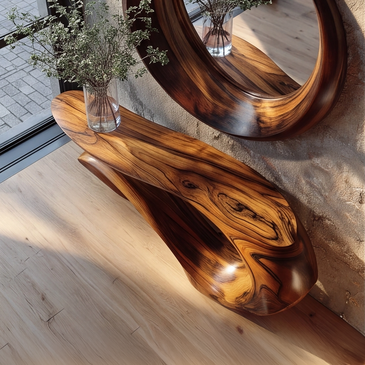 Vaelrith Sculpted Solid Wood Console Table