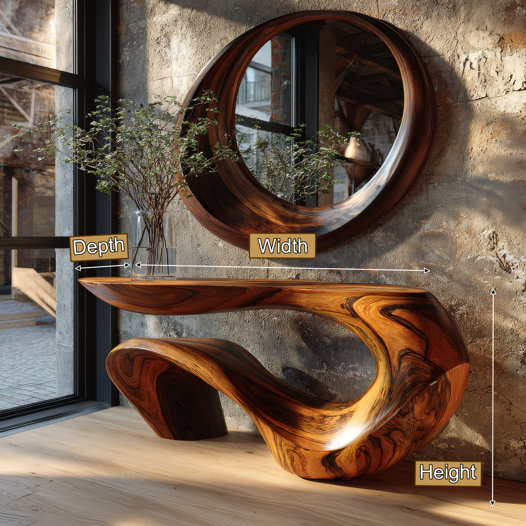 Vaelrith Sculpted Solid Wood Console Table